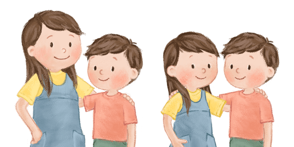 Kind 1 ist größer als Kind 2 example